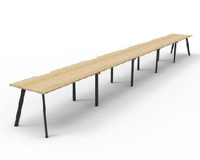 rl eternity single sided workstation 1800 w x 750 d / 3 users / natural oak top white satin base