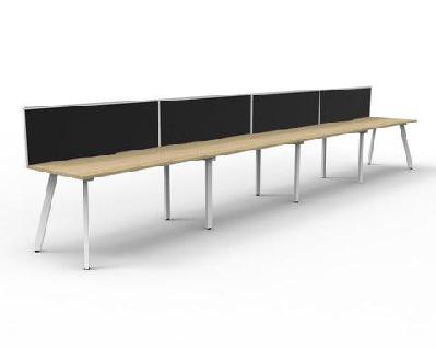 rl eternity single sided workstation with shush30 screenw1200 x d750 / 4 users / natural oak top white satin base