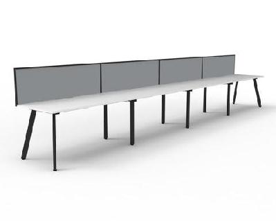 rl eternity single sided workstation with shush30 screenw1200 x d750 / 4 users / natural white top black satin base