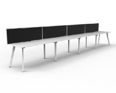 rl eternity single sided workstation with shush30 screenw1200 x d750 / 4 users / natural white top white satin base