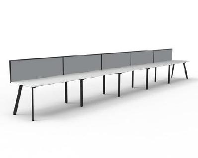 rl eternity single sided workstation with shush30 screenw1500 x d750 / 5 users / natural white top black satin base
