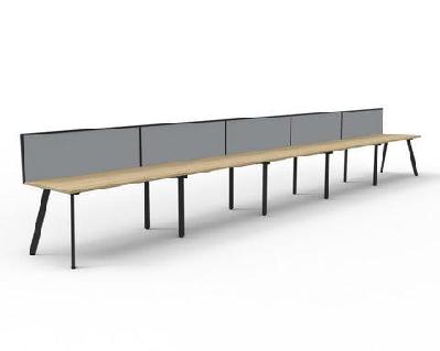 rl eternity single sided workstation with shush30 screenw1500 x d750 / 5 users / natural oak top black satin base