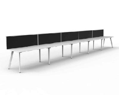 rl eternity single sided workstation with shush30 screenw1500 x d750 / 5 users / natural white top white satin base