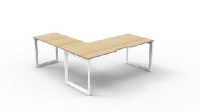 rl infinity loop leg desk with return oak top white base 