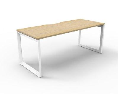 rl infinity loop leg single user straight desk natural white with white satin frame / w1800 x d750