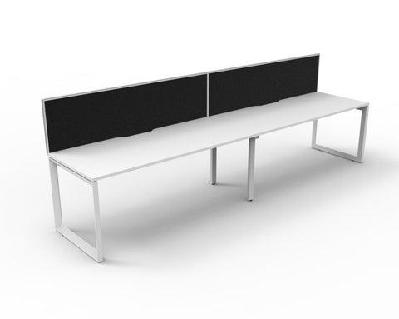 rl infinity loop leg single sided workstation with shush30 screenw1200 x d750 / white top white base / 2 users