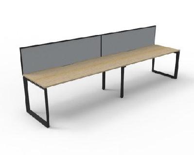 rl infinity loop leg single sided workstation with shush30 screenw1500 x d750 / oak top black base / 2 users