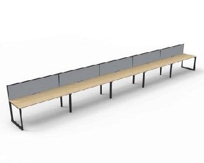 rl infinity loop leg single sided workstation with shush30 screenw1200 x d750 / oak top black base / 5 users