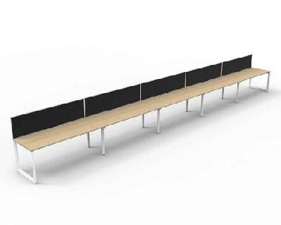 rl infinity loop leg single sided workstation with shush30 screenw1200 x d750 / oak top white base / 5 users