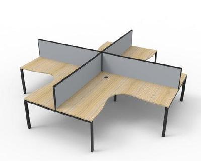 rl infinity profile leg 4 people corner workstation with screen oak top black base / w1800 x w1800 x d750 / eco panel black