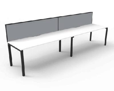 rl infinity profile leg single sided workstation with shush30 screen1200w x 750d x 730h / white top black base / 2 users