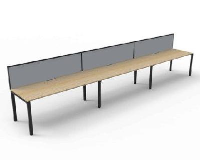 rl infinity profile leg single sided workstation with shush30 screen1500w x 750d x 730h / oak top black base / 3 users