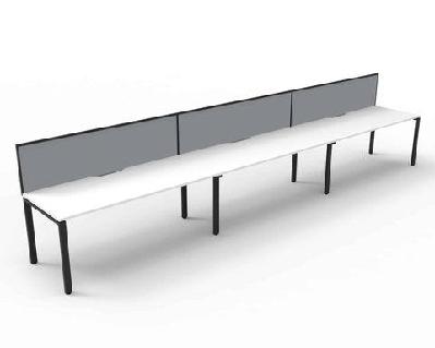 rl infinity profile leg single sided workstation with shush30 screen1200w x 750d x 730h / white top black base / 3 users