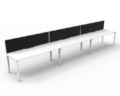 rl infinity profile leg single sided workstation with shush30 screen1200w x 750d x 730h / white top white base / 3 users