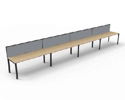rl infinity profile leg single sided workstation with shush30 screen1200w x 750d x 730h / oak top black base / 4 users