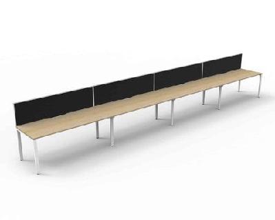 rl infinity profile leg single sided workstation with shush30 screen1200w x 750d x 730h / oak top white base / 4 users