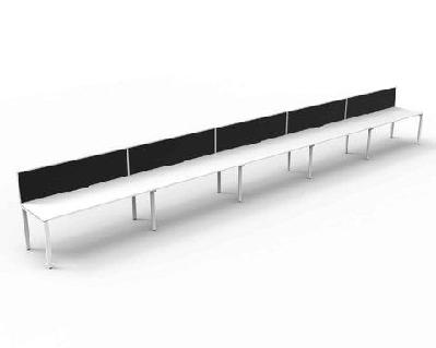rl infinity profile leg single sided workstation with shush30 screen1200w x 750d x 730h / white top white base / 5 users
