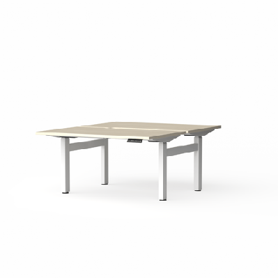 ol klass electric height adjustable share desk - new oak ravine top white famewithout cable tray / l1600 x d750