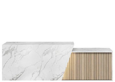 dd deion inkline reception counter 2400w x 900d x 1000h / marble 