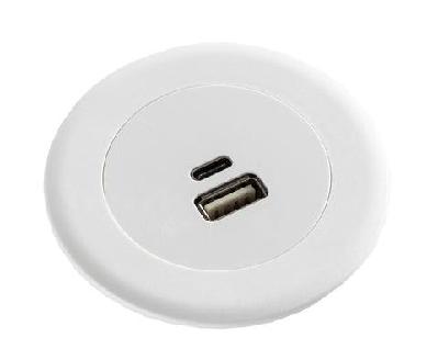 cm echo in desk usb a/c fast charge modulewhite / 1500mm lead with standard 3 pin plug