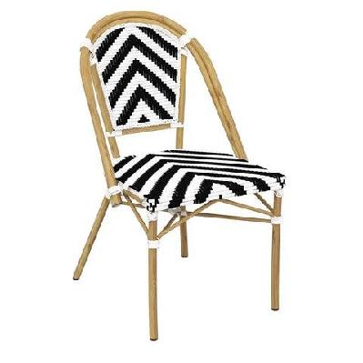 fl eiffel aluminium frame hospitality outdoor chairblack/white chevron