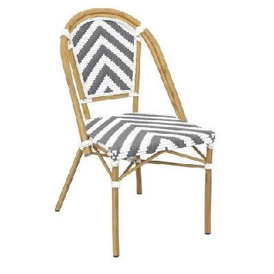 fl eiffel aluminium frame hospitality outdoor chairdark grey/ white chevron
