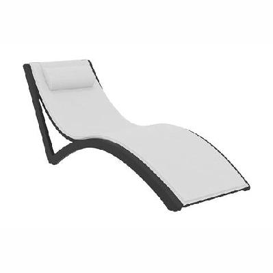 fl slim hospitality stackable sunlounger with cushion and pillowblack / white