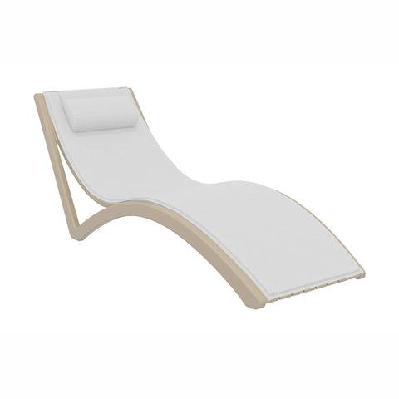 fl slim hospitality stackable sunlounger with cushion and pillowtaupe / white