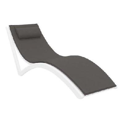 fl slim hospitality stackable sunlounger with cushion and pillowwhite / dark grey