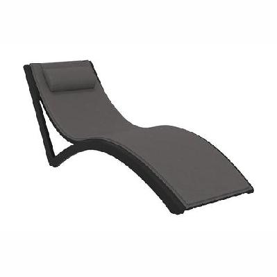 fl slim hospitality stackable sunlounger with cushion and pillowblack / dark grey