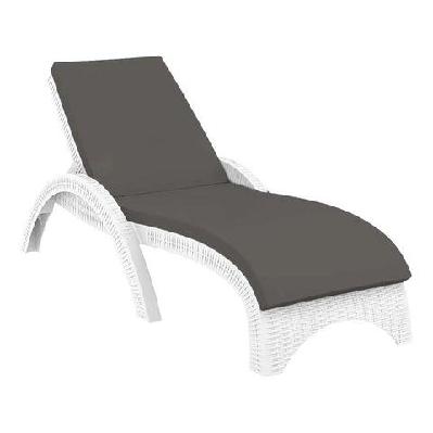fl fiji hospitality stackable sunlounger with cushionwhite / dark grey