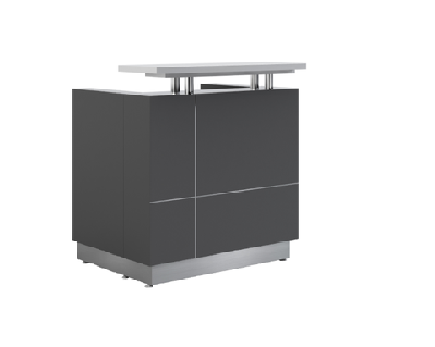 gp receptionist small reception counter 880 x 690 x 1150h mm / high gloss white with white drawer 
