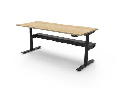 rl halo plus motorized height adjustable desk w1500 x d750 / natural oak top black satin base / without cable tray