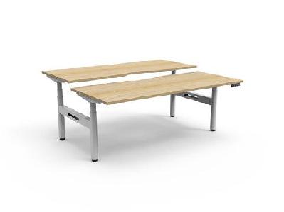 rl halo plus motorized height adjustable back to back 2 user deskw1500 x d750 / oak top white satin base / without cable tray