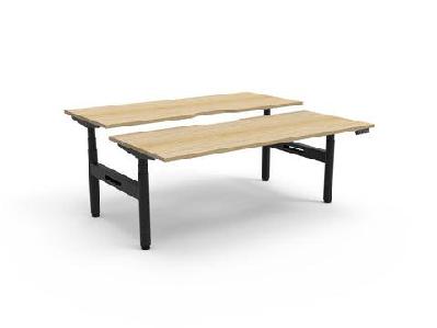 rl halo plus motorized height adjustable back to back 2 user deskw1200 x d750 / oak top black satin base / without cable tray