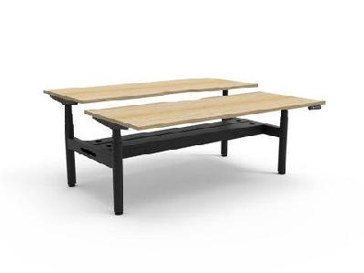 rl halo plus motorized height adjustable back to back 2 user deskw1500 x d750 / oak top black satin base / with cable tray