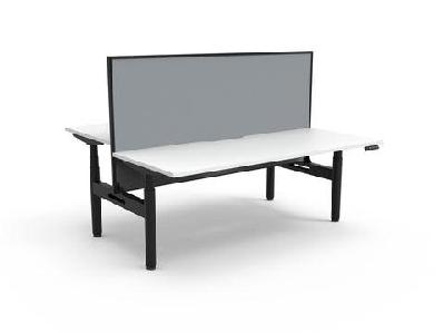 rl halo plus height adjustable back to back 2 user workstation with shush30 screenw1800 x d750 / white top black satin base / without cable tray