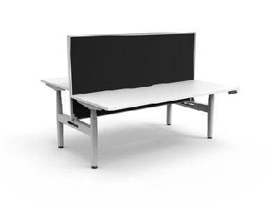 rl halo plus height adjustable back to back 2 user workstation with shush30 screenw1500 x d750 / white top white satin base / without cable tray