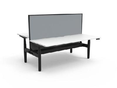rl halo plus height adjustable back to back 2 user workstation with shush30 screenw1800 x d750 / white top black satin base / with cable tray