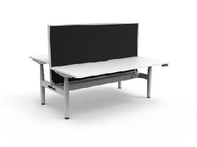 rl halo plus height adjustable back to back 2 user workstation with shush30 screenw1200 x d750 / white top white satin base / with cable tray