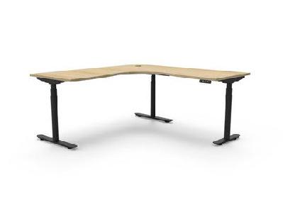 rl halo plus motorized height adjustable corner deskw1800 x w1800 x d750 / oak top black satin base / without cable tray