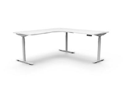 rl halo plus motorized height adjustable corner deskw1800 x w1800 x d750 / white top white satin base / without cable tray