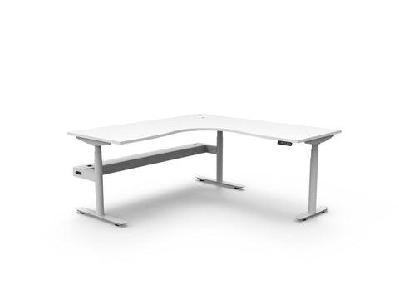rl halo plus motorized height adjustable corner deskw1500 x w1500 x d750 / white top white satin base / with cable tray