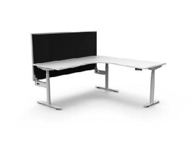 rl halo plus motorized height adjustable corner workstation with shush30 screen1800w x 1800w / natural white top white satin base / without cable tray