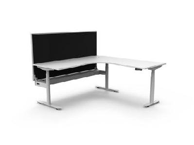 rl halo plus motorized height adjustable corner workstation with shush30 screen1800w x 1500w / natural white top white satin base / with cable tray