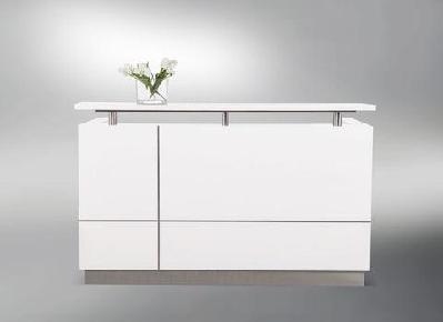 gp hugo white reception counter high gloss white finish1800 x 950d x 1150h mm