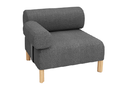 dd cailloux fabric upholstered single seater breakout sofa with 1 armrestmid grey