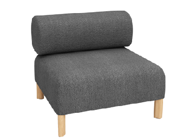 dd cailloux fabric upholstered single seater breakout sofamid grey