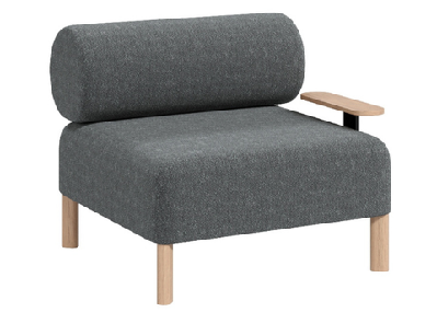 dd cailloux fabric upholstered single seater breakout sofa with side tablemid grey