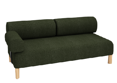 dd cailloux 2 seater fabric breakout sofa with 1 armrestgreen
